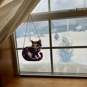 🎁 FREE Stained Glass Cat Suncatcher - Purple and Blue